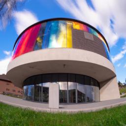 Kunstmuseum Appenzell erstrahlt in vollem Glanz: Aufgenommen mit einem Weitwinkelobjektiv direkt vor dieser atemberaubenden Sehenswürdigkeit in Appenzell