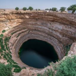 Bimmah Sinkhole, Hawiyat Najm Park erstrahlt in vollem Glanz: Aufgenommen mit einem Weitwinkelobjektiv direkt vor dieser atemberaubenden Sehenswürdigkeit in Oman