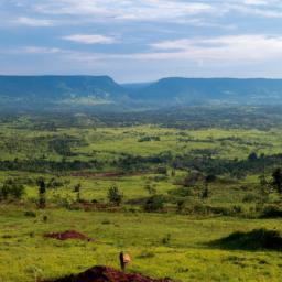 Rusizi Nationalpark erstrahlt in vollem Glanz: Aufgenommen mit einem Weitwinkelobjektiv direkt vor dieser atemberaubenden Sehenswürdigkeit in Burundi