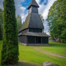 Kaleva Church erstrahlt in vollem Glanz: Aufgenommen mit einem Weitwinkelobjektiv direkt vor dieser atemberaubenden Sehenswürdigkeit in Tampere