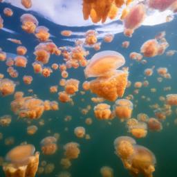 Jellyfish Lake erstrahlt in vollem Glanz: Aufgenommen mit einem Weitwinkelobjektiv direkt vor dieser atemberaubenden Sehenswürdigkeit in Palau