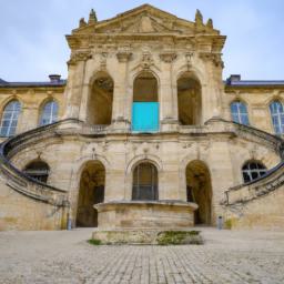 Musée des Beaux-Arts de Dijon erstrahlt in vollem Glanz: Aufgenommen mit einem Weitwinkelobjektiv direkt vor dieser atemberaubenden Sehenswürdigkeit in Dijon