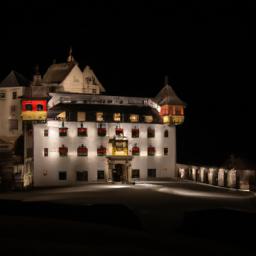 Schatzkammer Liechtenstein erstrahlt in vollem Glanz: Aufgenommen mit einem Weitwinkelobjektiv direkt vor dieser atemberaubenden Sehenswürdigkeit in Vaduz